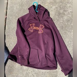 Burgundy and Orange, Under Armour Hoodie, Size Large